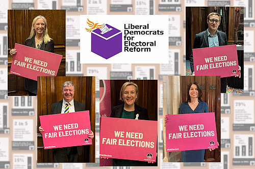MPs displaying signs encouraging fair elections