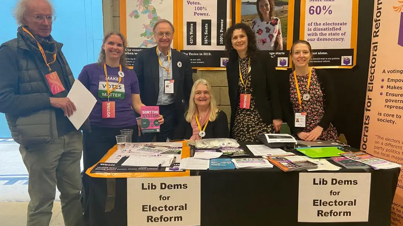 Members of Liberal Democrats for Electoral Reform at the information stand in York Barbican